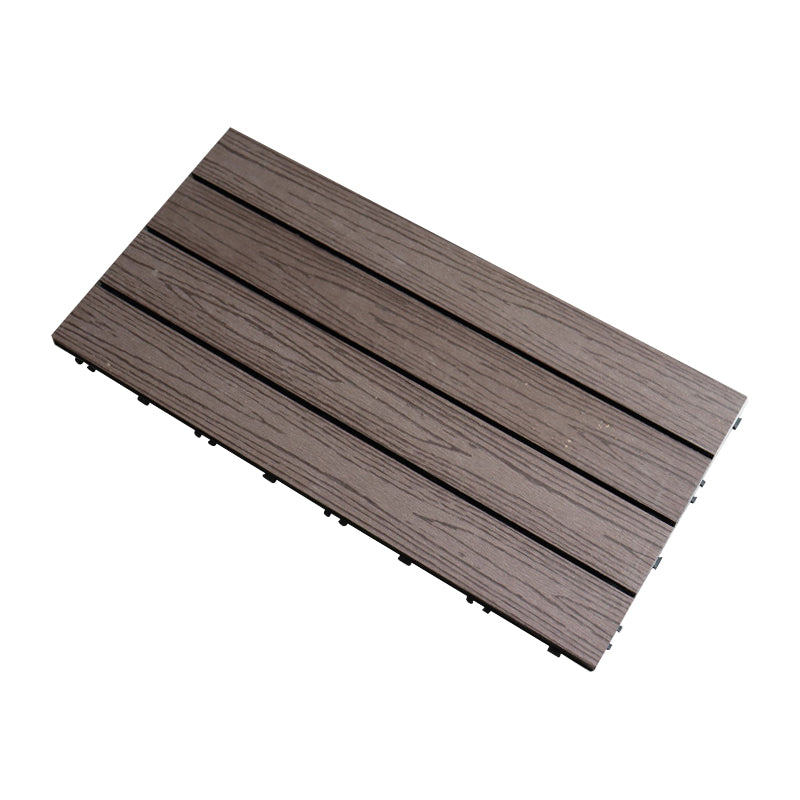 Tradition Rectangle Wood Tile Brown Engineered Wood for Patio Garden