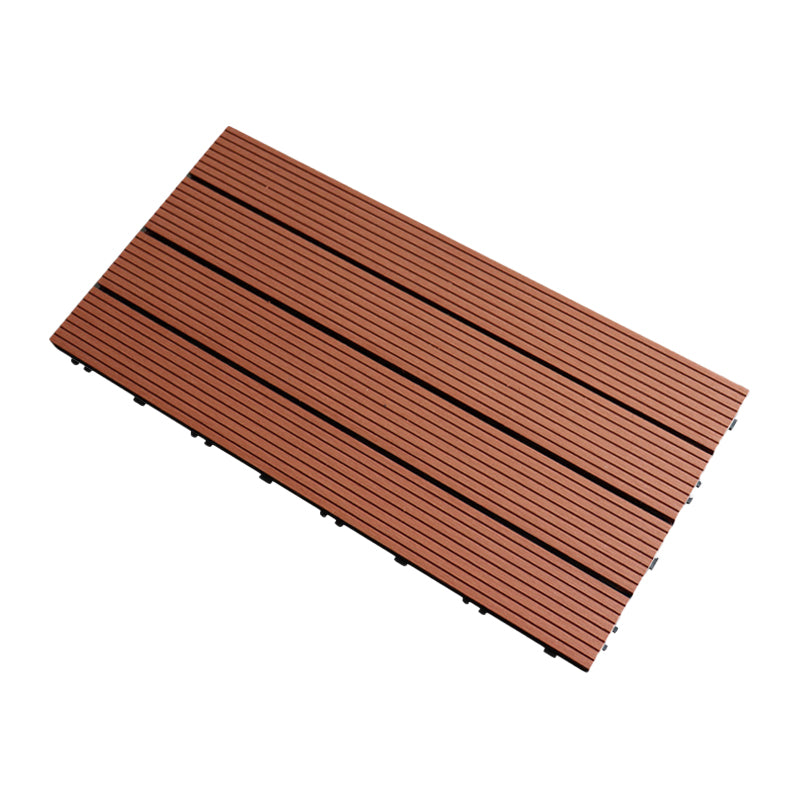 Tradition Rectangle Wood Tile Brown Engineered Wood for Patio Garden