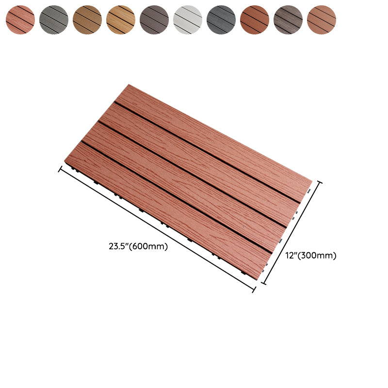 Tradition Rectangle Wood Tile Brown Engineered Wood for Patio Garden