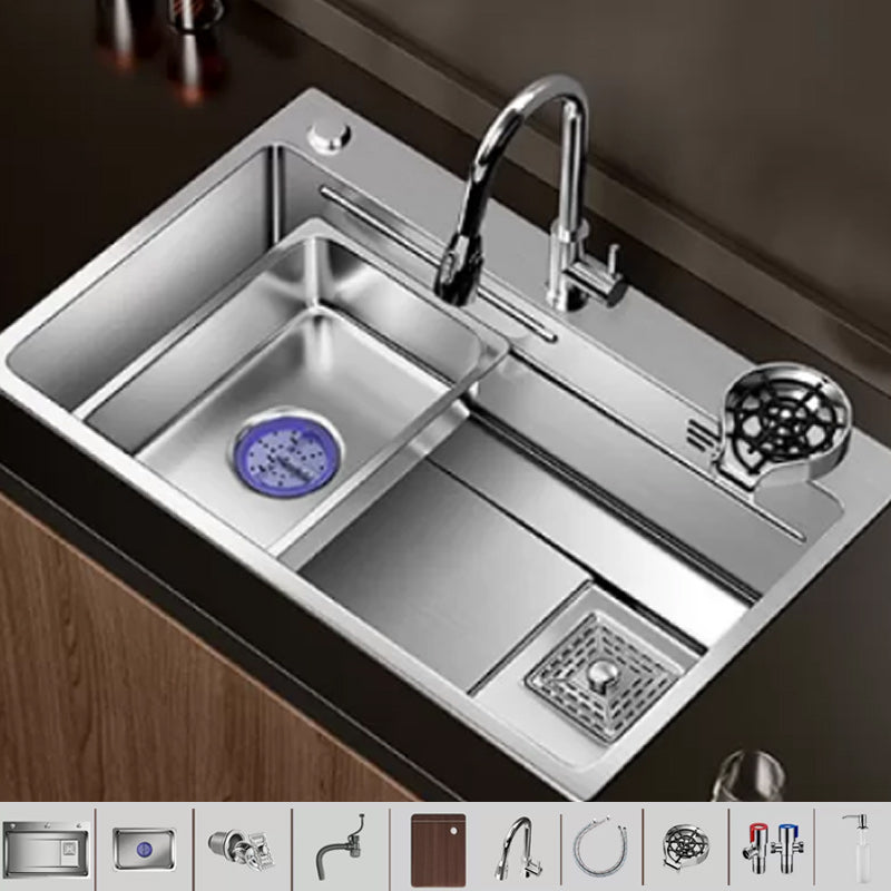 Modern Kitchen Sink Stainless Rectangular Pull-out Faucet Kitchen Sink