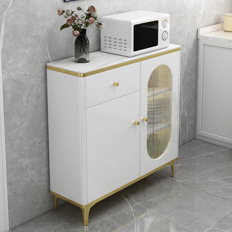 Contemporary Display Stand Faux Wood Storage Cabinet for Living Room