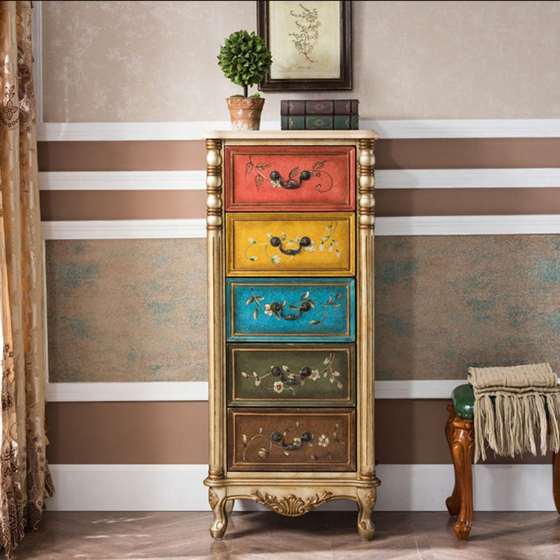 Traditional Vertical Lingerie Chest Rubber Wood Storage Bachelor Chest for Bedroom