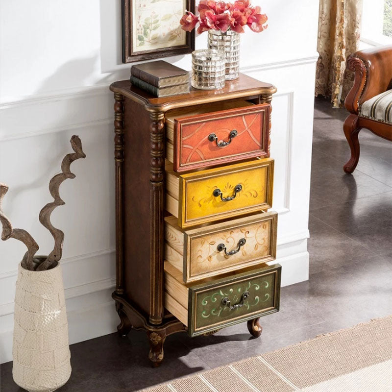 Traditional Vertical Lingerie Chest Rubber Wood Storage Bachelor Chest for Bedroom