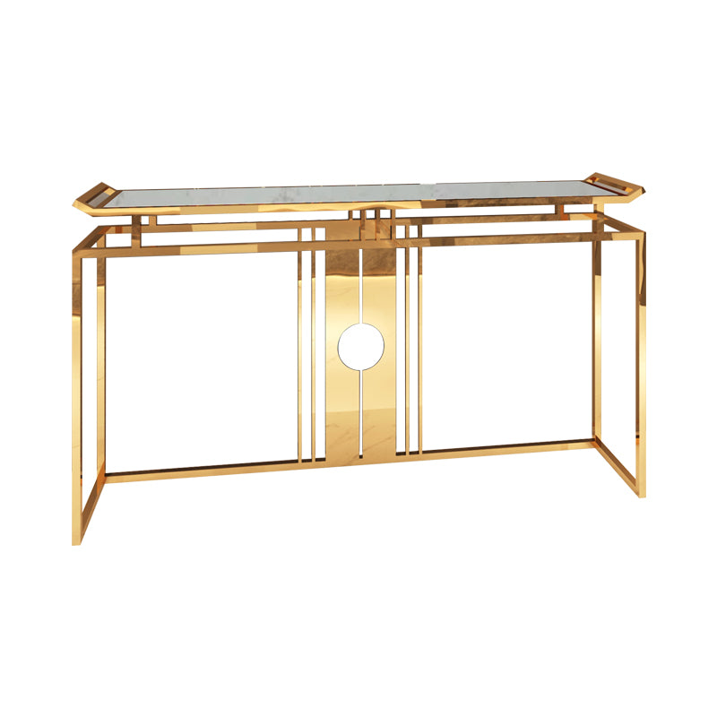 Glam Console Table Marble Accent Table in Gold for Hall , 12 Inch Wide
