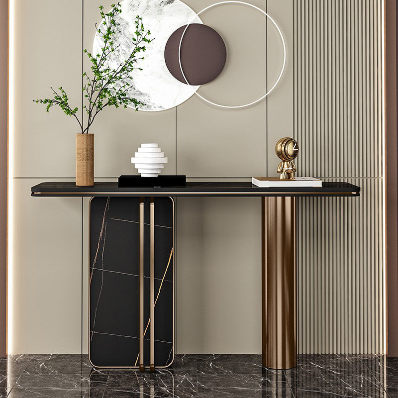 Modern Accent Table Marble Console Table with 1 Shelf for Hall , 33.46 Inch Tall