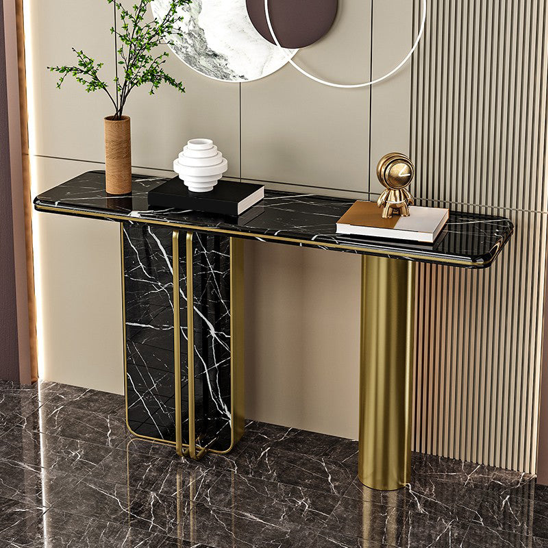 Modern Accent Table Marble Console Table with 1 Shelf for Hall , 33.46 Inch Tall