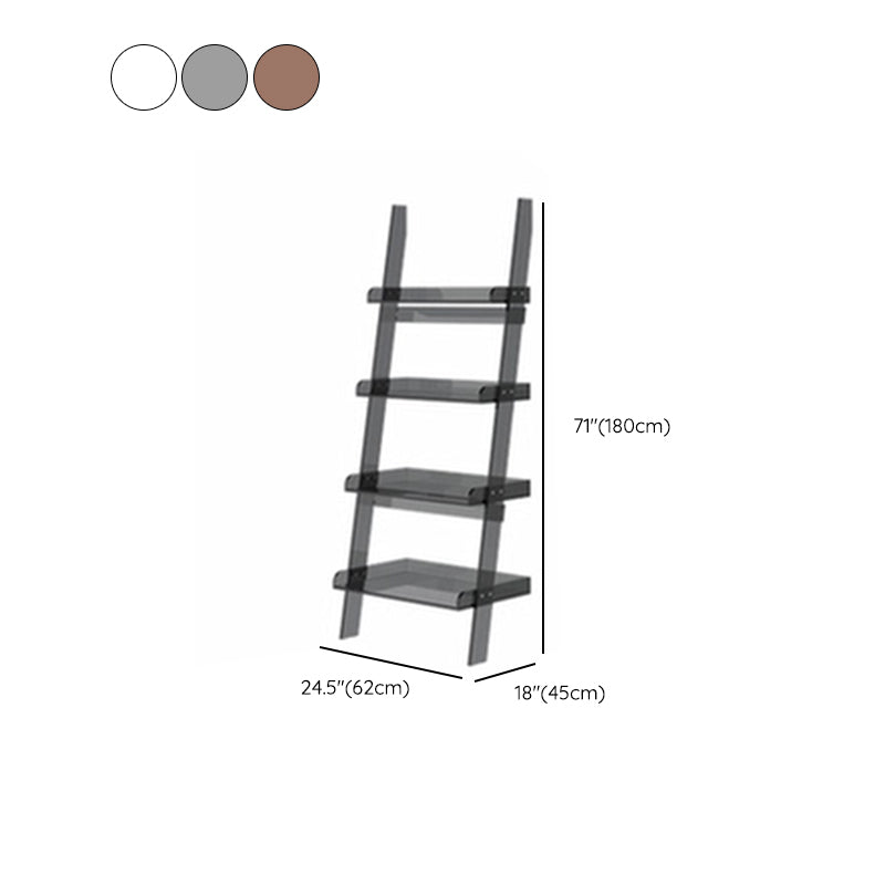Contemporary Open Back Bookshelf Acrylic Ladder Bookcase with Shelves