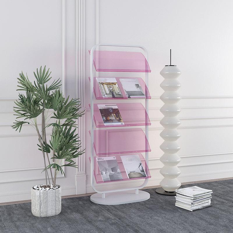 Contemporary Open Back Metal Bookshelf Acrylic Bookcase with Shelves