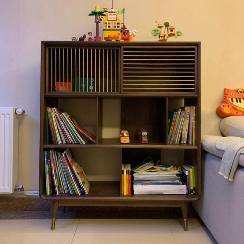 Contemporary Open Back Standard Bookcase Solid Wood Bookshelf with Shelves