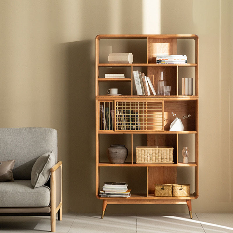 Contemporary Open Back Standard Bookcase Solid Wood Bookshelf with Shelves