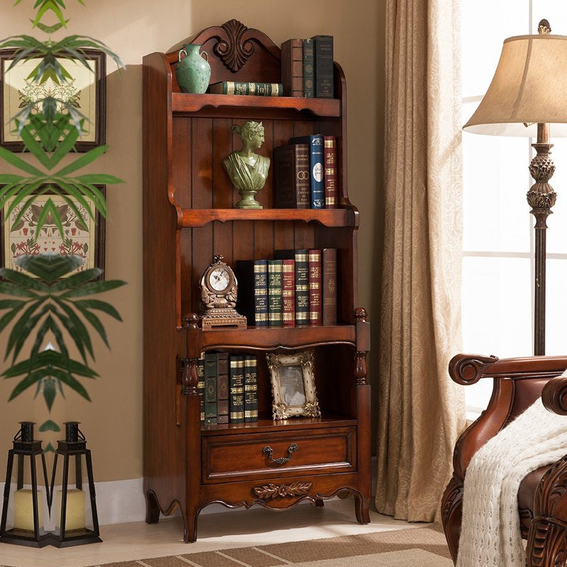 Contemporary Wooden Bookcase Standard Closed Back Bookshelf with Shelves