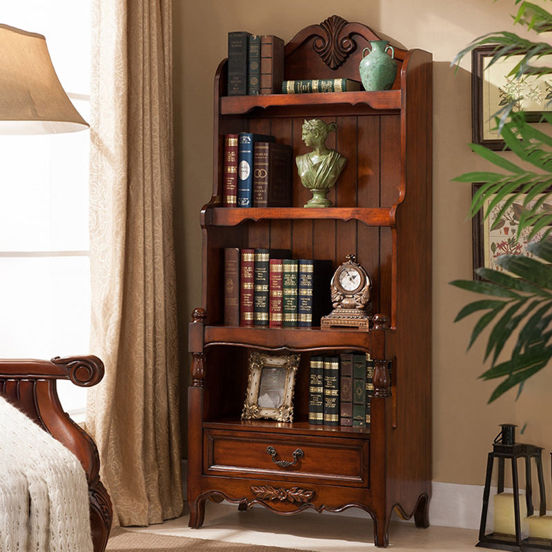 Contemporary Wooden Bookcase Standard Closed Back Bookshelf with Shelves