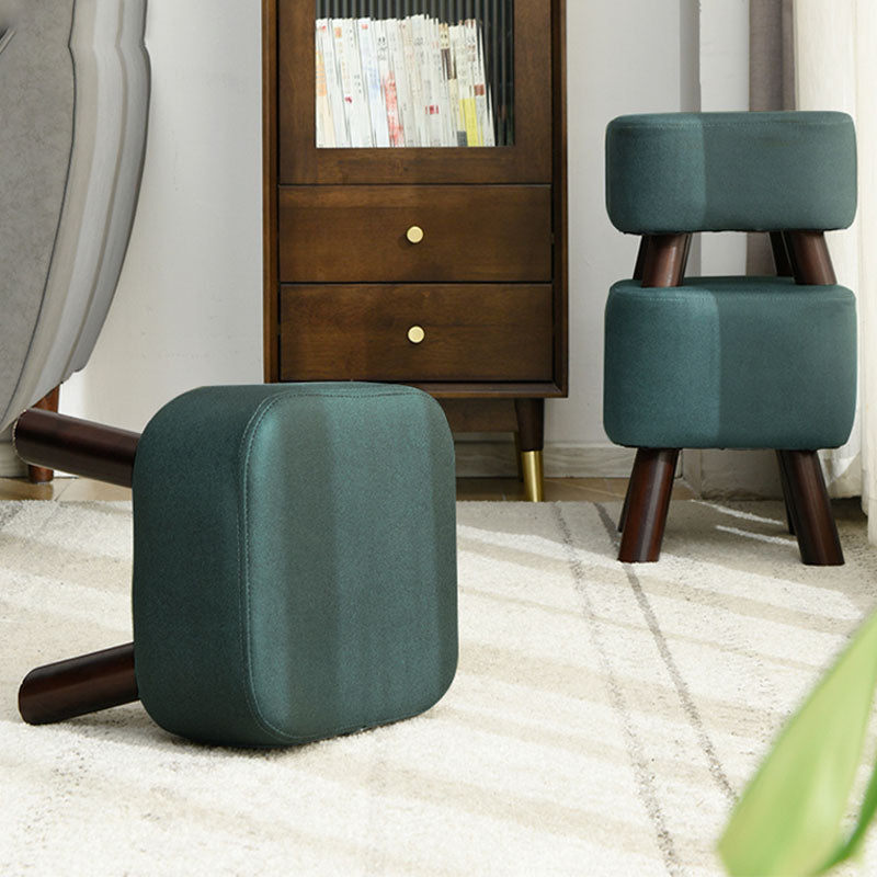 Modern Ottoman Cotton Upholstered Solid Color Square Ottoman with Legs