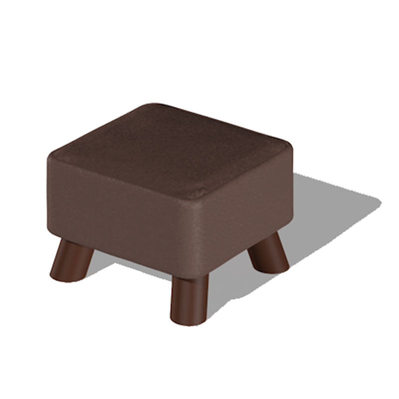 Modern Ottoman Cotton Upholstered Solid Color Square Ottoman with Legs