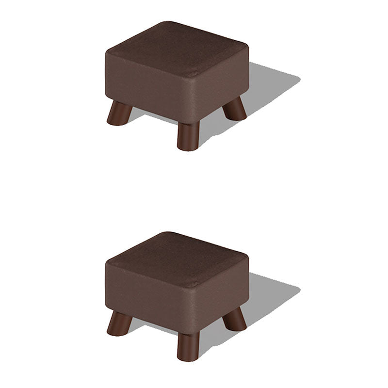 Modern Ottoman Cotton Upholstered Solid Color Square Ottoman with Legs