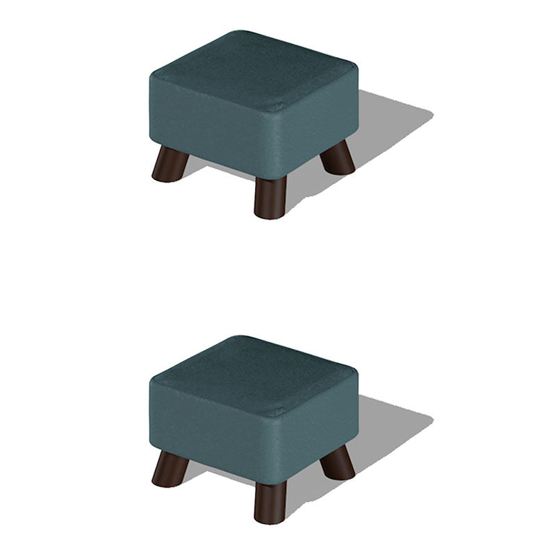 Modern Ottoman Cotton Upholstered Solid Color Square Ottoman with Legs