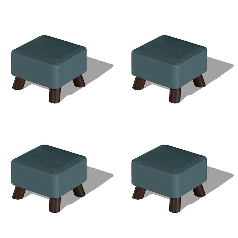 Modern Ottoman Cotton Upholstered Solid Color Square Ottoman with Legs