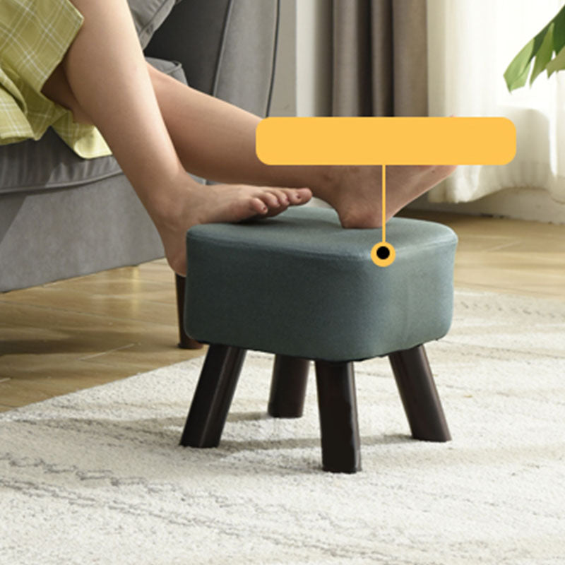 Modern Ottoman Cotton Upholstered Solid Color Square Ottoman with Legs