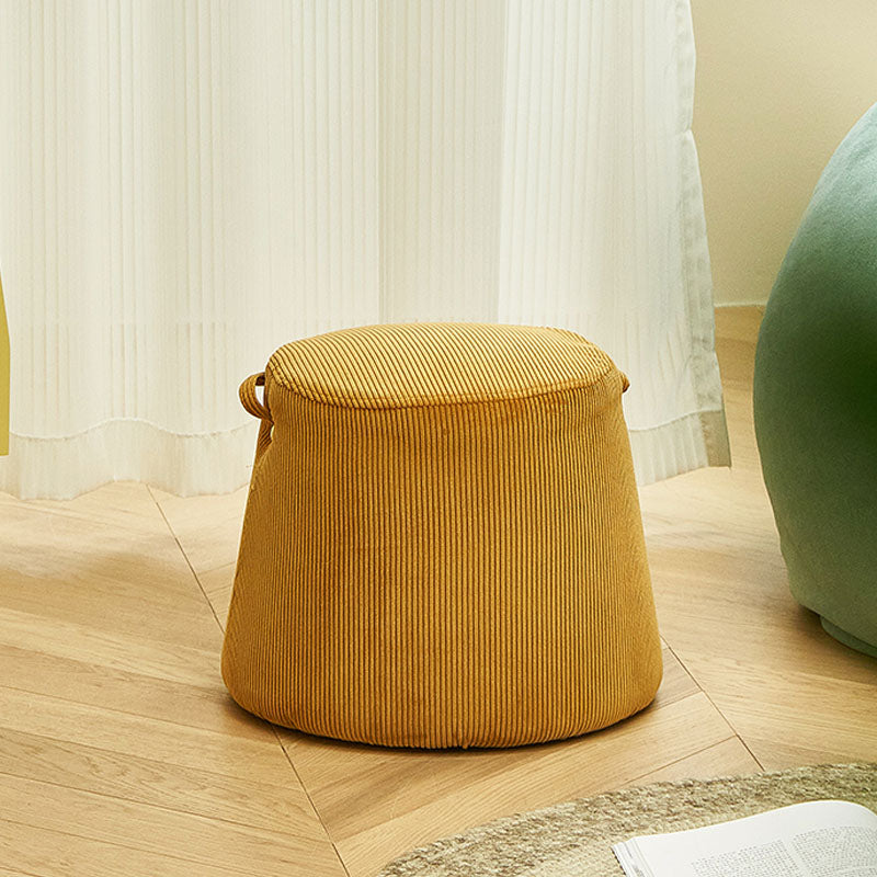 Glam Ottoman Velvet Upholstered Solid Color Tear Resistant Round Ottoman