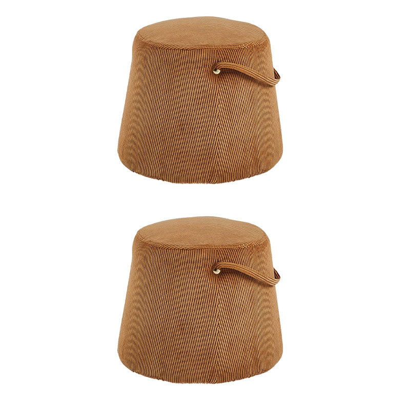 Glam Ottoman Velvet Upholstered Solid Color Tear Resistant Round Ottoman