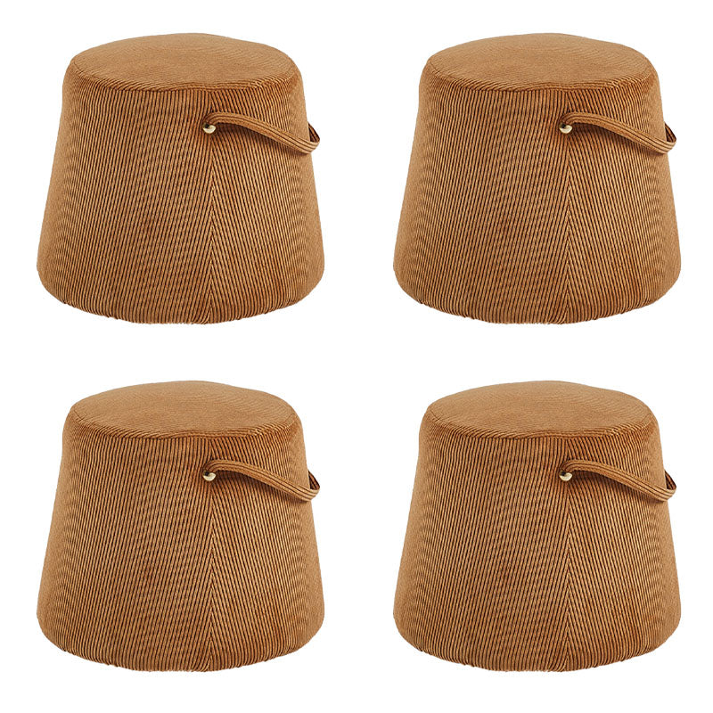 Glam Ottoman Velvet Upholstered Solid Color Tear Resistant Round Ottoman