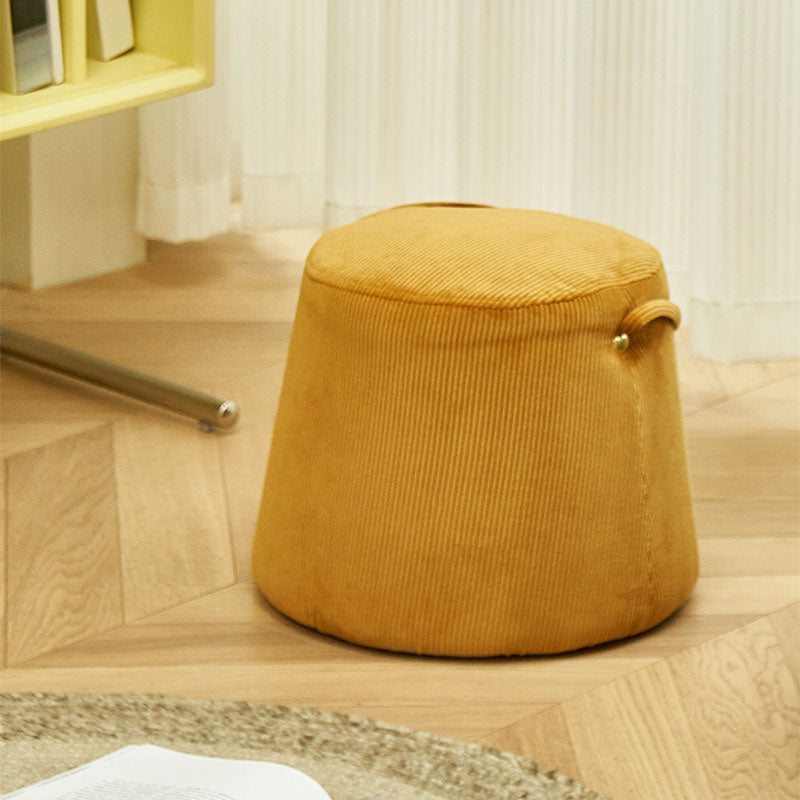 Glam Ottoman Velvet Upholstered Solid Color Tear Resistant Round Ottoman