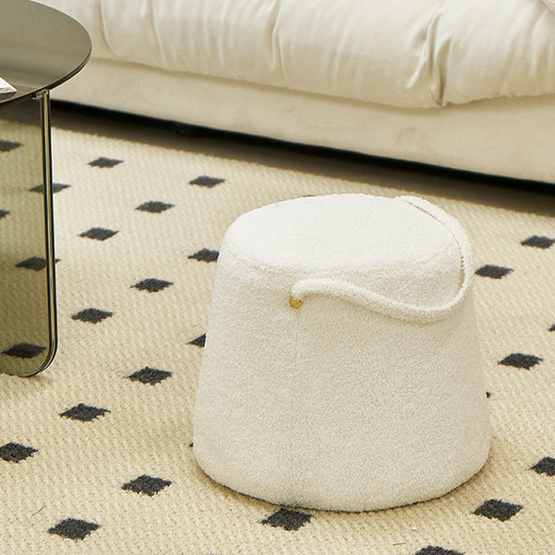 Glam Ottoman Velvet Upholstered Solid Color Tear Resistant Round Ottoman