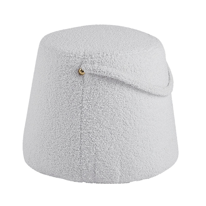 Glam Ottoman Velvet Upholstered Solid Color Tear Resistant Round Ottoman