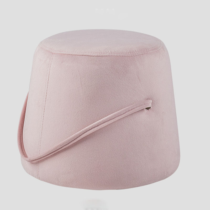 Glam Ottoman Velvet Upholstered Solid Color Tear Resistant Round Ottoman