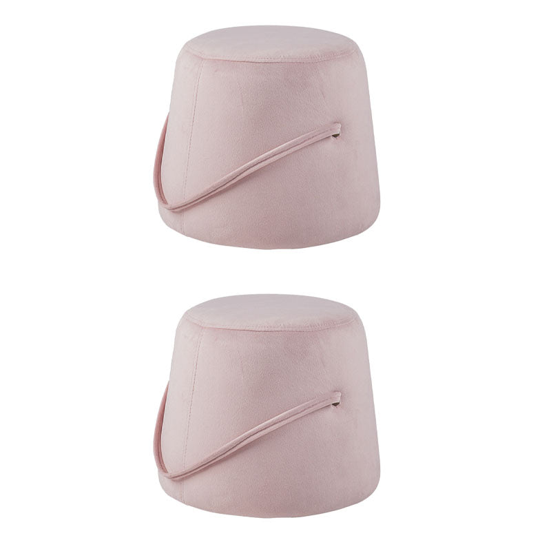 Glam Ottoman Velvet Upholstered Solid Color Tear Resistant Round Ottoman