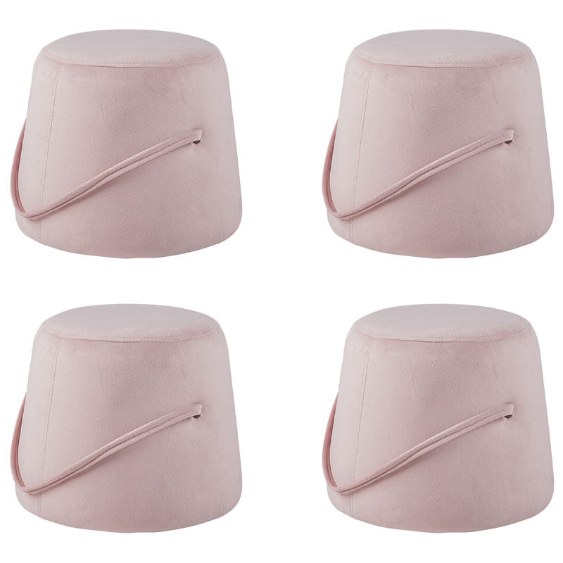 Glam Ottoman Velvet Upholstered Solid Color Tear Resistant Round Ottoman