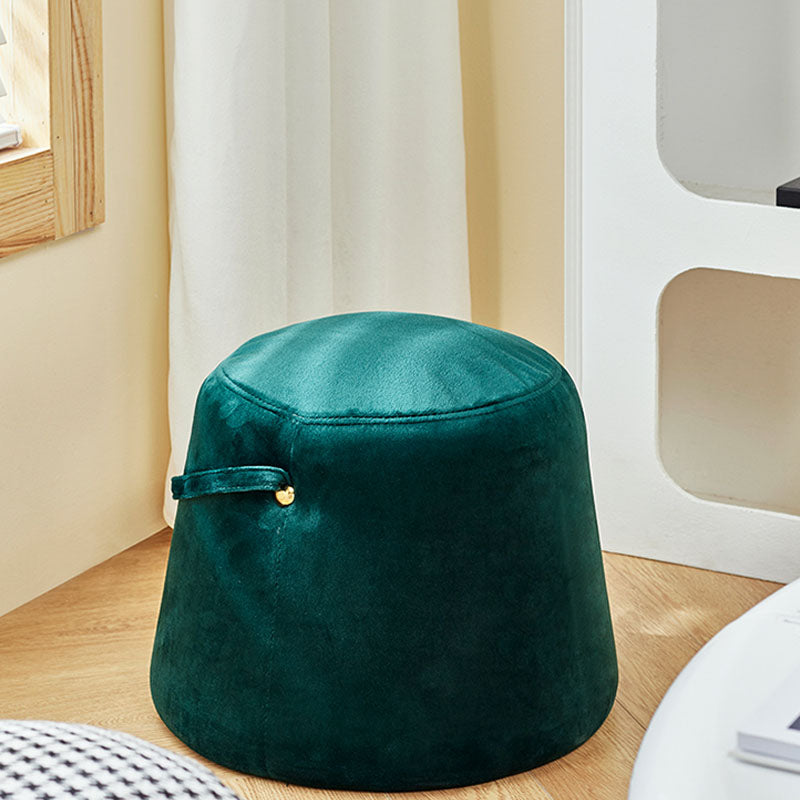 Glam Ottoman Velvet Upholstered Solid Color Tear Resistant Round Ottoman