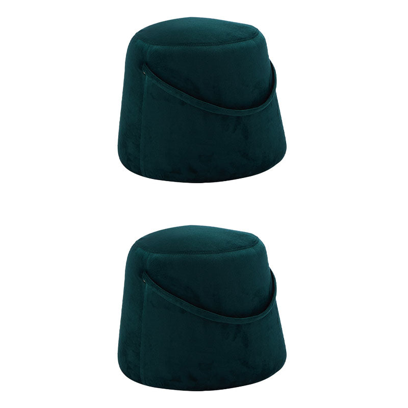 Glam Ottoman Velvet Upholstered Solid Color Tear Resistant Round Ottoman