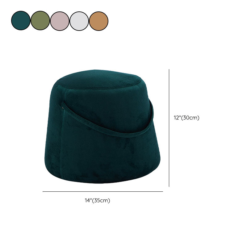 Glam Ottoman Velvet Upholstered Solid Color Tear Resistant Round Ottoman