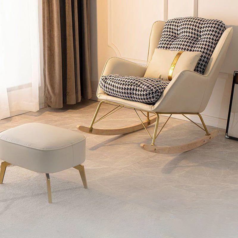 Glam Style Indoor Rocking Chair Nursery Sofa Rocking Chair with Ottoman