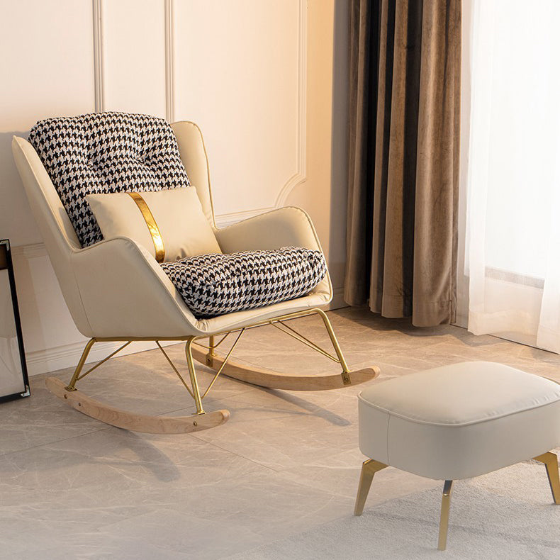 Glam Style Indoor Rocking Chair Nursery Sofa Rocking Chair with Ottoman