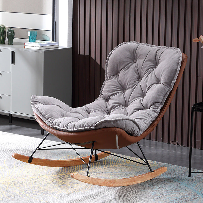 Living Room Luxury Leisure Chair Wood Frame Base Relaxing Lazy Rocking Chairs