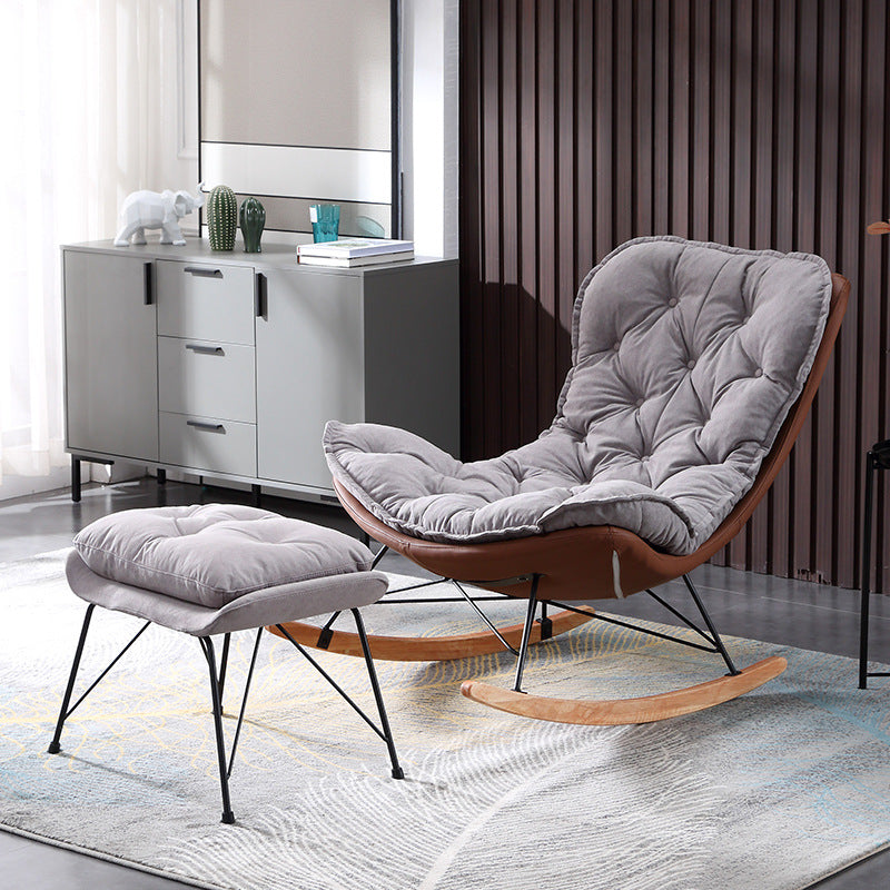 Living Room Luxury Leisure Chair Wood Frame Base Relaxing Lazy Rocking Chairs