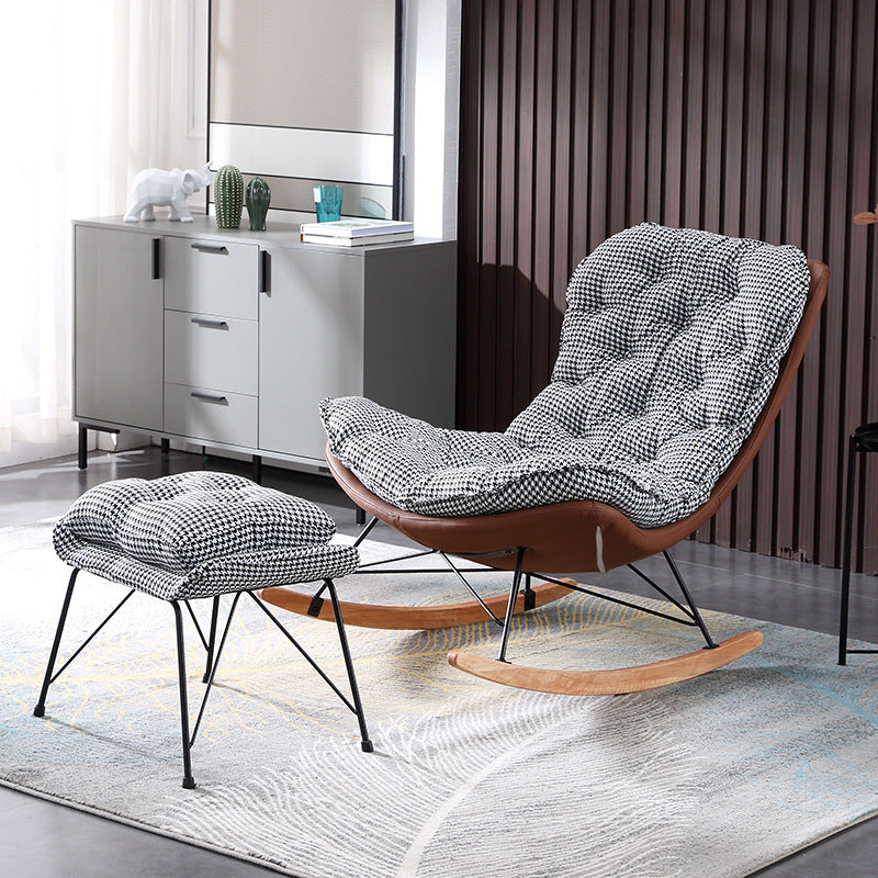 Living Room Luxury Leisure Chair Wood Frame Base Relaxing Lazy Rocking Chairs