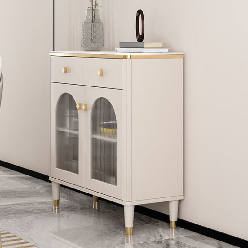 Contemporary Glass Doors Display Stand Wood Hutch Cabinet for Living Room