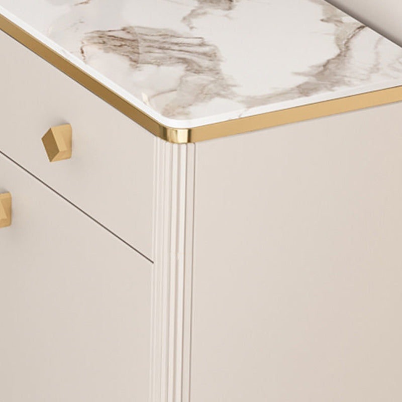 Contemporary Glass Doors Display Stand Wood Hutch Cabinet for Living Room