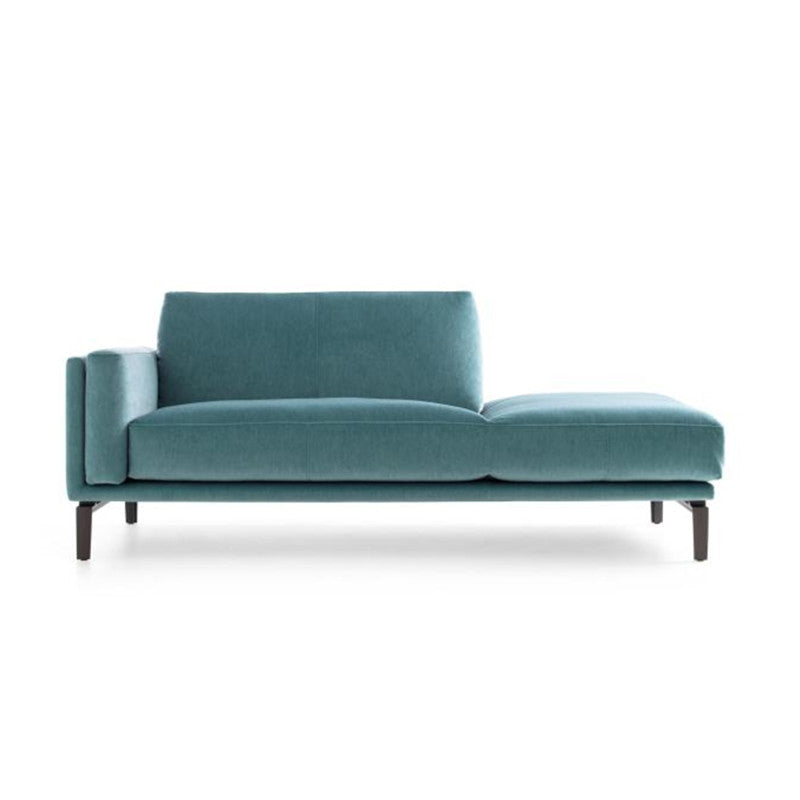 Living Room Chaise Square Arms Modern Chaise Lounge with Velvet Upholster