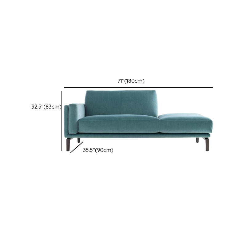 Living Room Chaise Square Arms Modern Chaise Lounge with Velvet Upholster