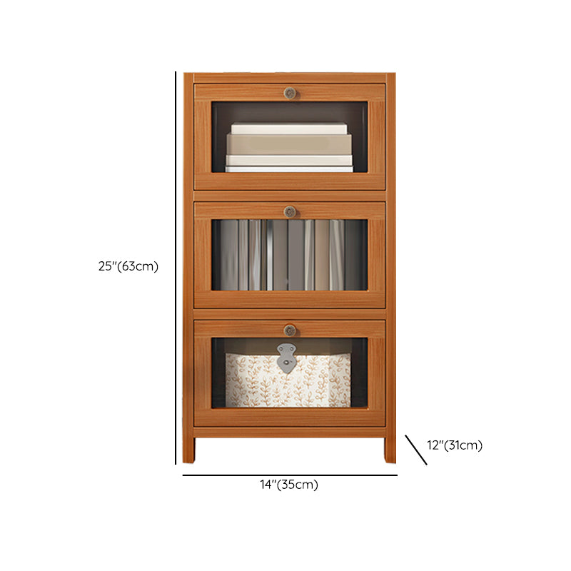 Mid-Century Modern 13.8"W Accent Chest Rectangle Side Cabinet in Brown
