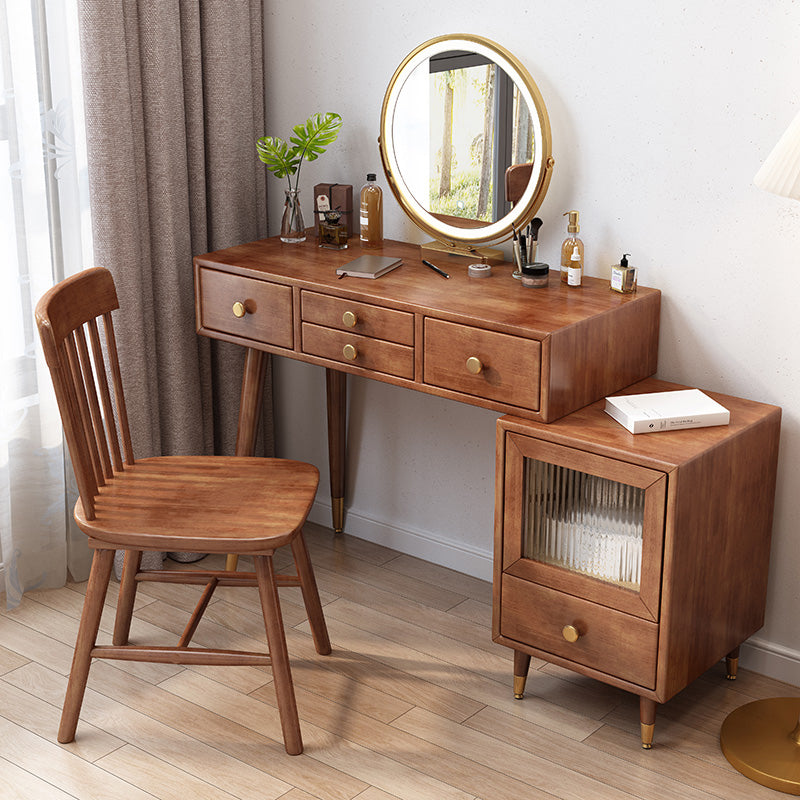 Rubberwood Vanity Table Drawers Simple Scandinavian Makeup Vanity Table