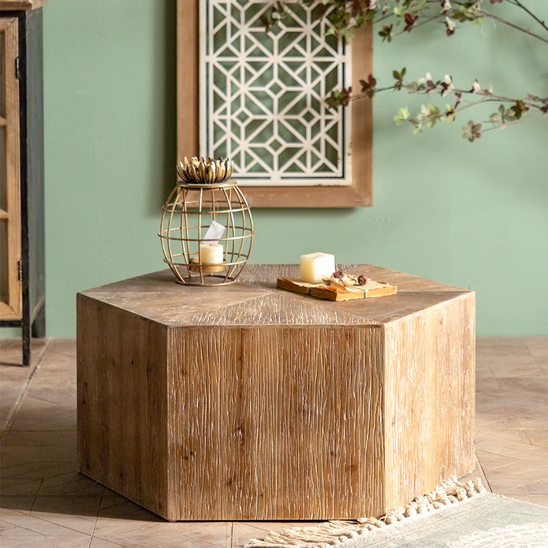 Rustic Corner Table Solid Wood Brown Side End Table for Living Room