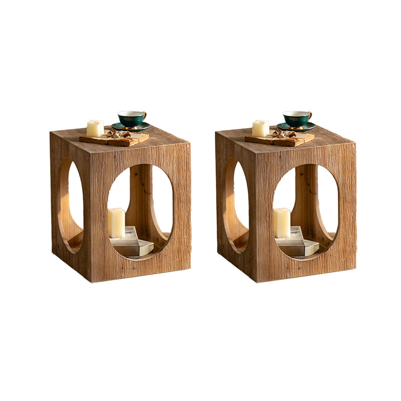 Rustic Corner Table Solid Wood Brown Side End Table for Living Room