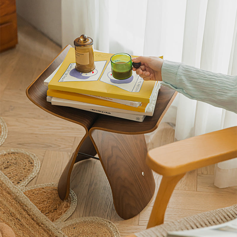 12" Wide Contemporary Corner Table Solid Wood Accent Side Table
