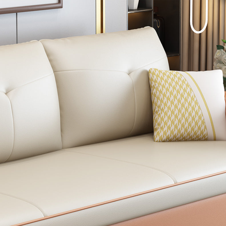 Modern Sleeper Sofa White with Storage Pillow Back Square Arms Sofa Futon