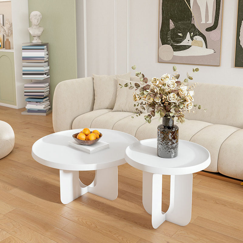 Modern Pedestal Round Coffee Table Set Tray Top Cocktail Table